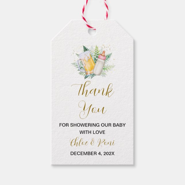 Flicka Brewing Baby Shower Tack Märkre Presentetikett (Framsidan)