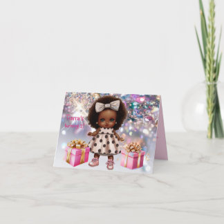 Flicka Brown Skin Bling Birthday-inbjudan Inbjudan