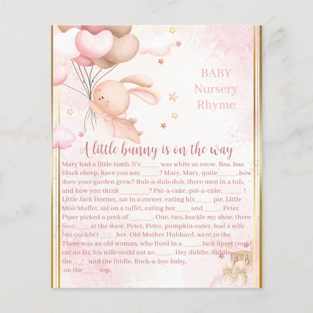 Flicka Bunny Baby Shower Game (Framsida)