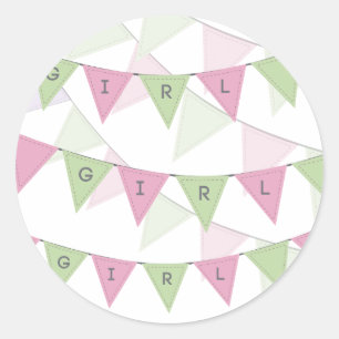 Flicka Bunting Banner Topper Label Runt Klistermärke