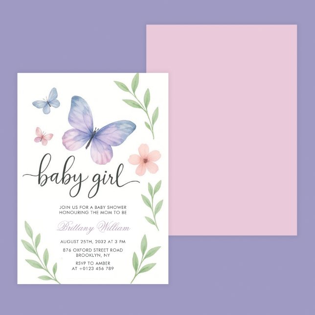 Flicka Butterfly Baby Shower Inbjudningar (Skapare uppladdad)