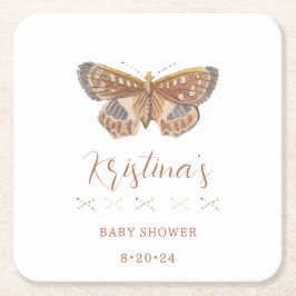 Flicka Butterfly Kisses Baby Shower Underlägg Papper Kvadrat