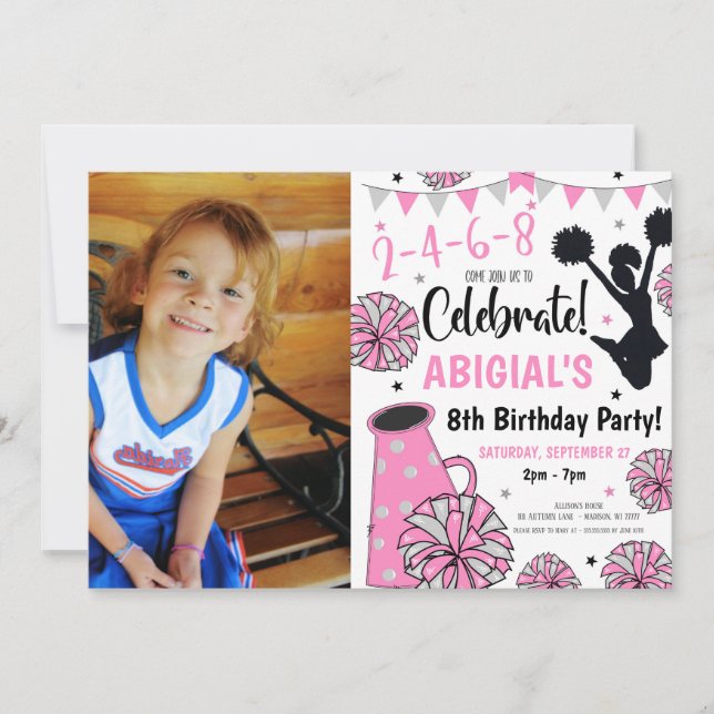 Flicka Cheerleader Inbjudan (Framsida)