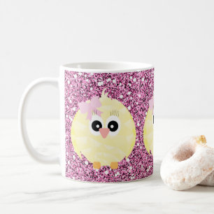 Flicka Chick Rosa Faux Glitter Kaffemugg