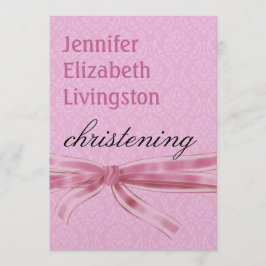 Flicka Christening Lila Rosa Damask Metallic Inbjudningar