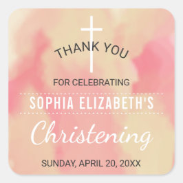 Flicka Christening Tack Fyrkantigt Klistermärke