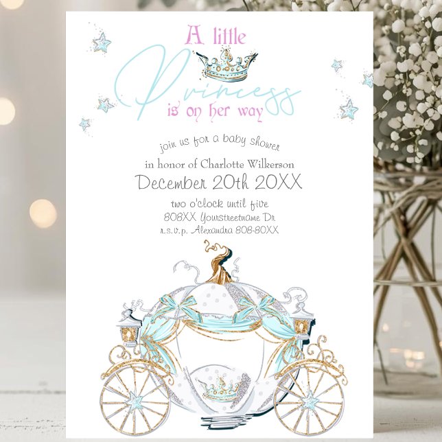 flicka Cinderella Princess Carriage Baby Shower Inbjudningar (Skapare uppladdad)