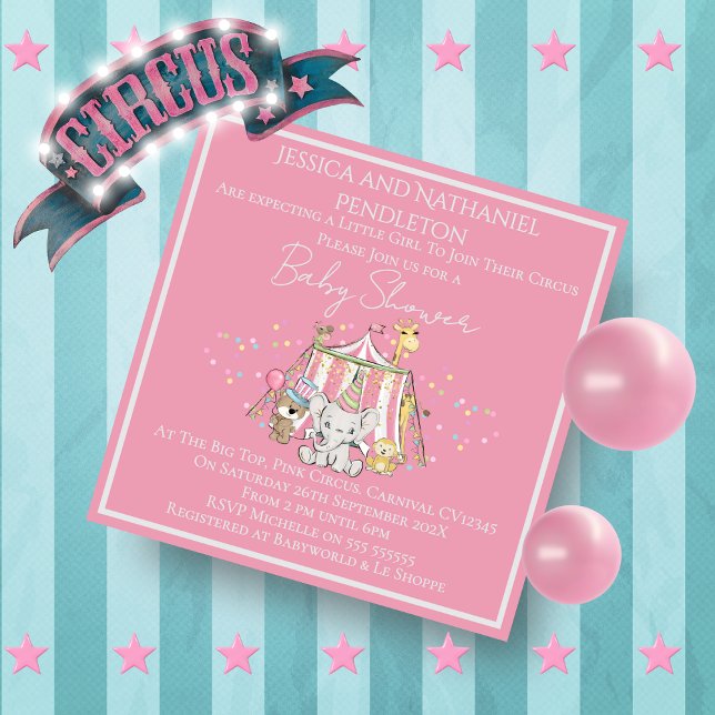 Flicka Cirkus Baby Shower Inbjudan (Skapare uppladdad)