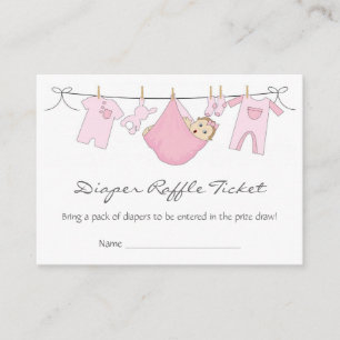 Flicka Clothes Line Diaper Raffle Affärskort Tilläggskort