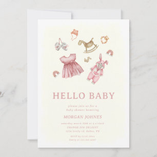 Flicka Clothes Nursery-inbjudan till babydusch Inbjudningar