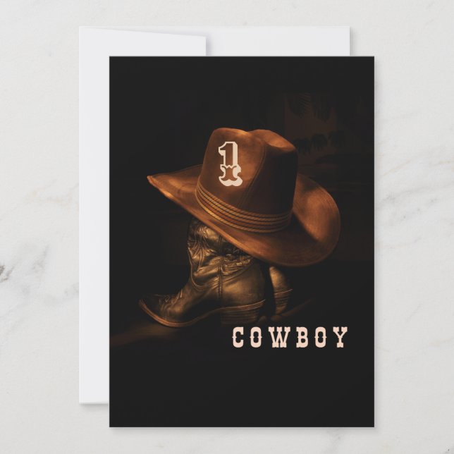 Flicka Cowboy Födelsedagsinbjudan, Redigerbar Min  Inbjudningar (Framsida)