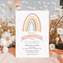 Flicka Cute Rosa Boho Rainbow Baby Shower
