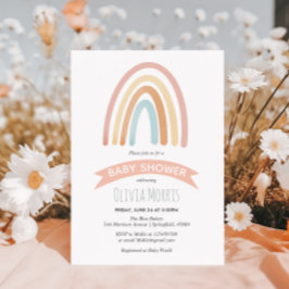 Flicka Cute Rosa Boho Rainbow Baby Shower Inbjudningar