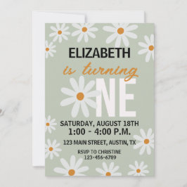 Flicka Daisy Första Födelsedagsinbjudan Inbjudningar