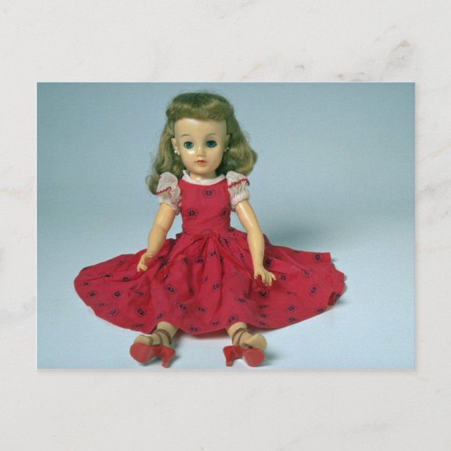 Flicka doll klädd i rött vykort (Framsida)