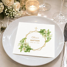 Flicka Dop Blommor Liljor Guld Kors Geometrisk