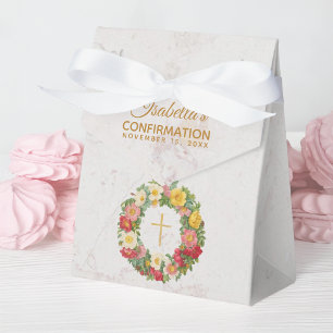 Flicka Dop Floral Marmor Kors Rosenkranz Presentaskar