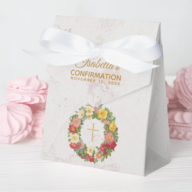 Flicka Dop Floral Marmor Kors Rosenkranz Presentaskar (Skapare uppladdad)