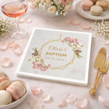 Flicka Dop Marmor Blommor Orkidéer Guld Geometrisk