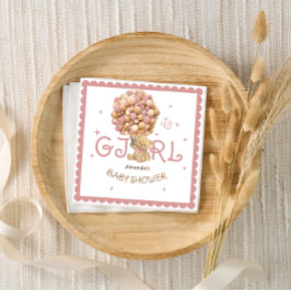 Flicka-duschen i Modern Rosa Bear Balloons Pappersservett