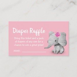 Flicka Elefant Baby Shower Blöja Lotteri Biljett Tilläggskort