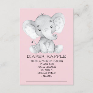 Flicka Elefant Baby Shower Blöja Lotteri Biljett Tilläggskort