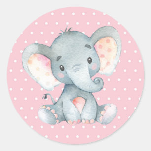 Flicka Elefant Bebis Badrum Rosa Runt Klistermärke