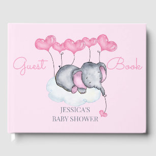 Flicka Elefant Rosa Baby Shower Gästböcker