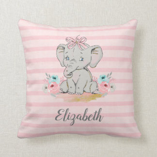 Flicka Elefant Watercolor Nursery Kudde