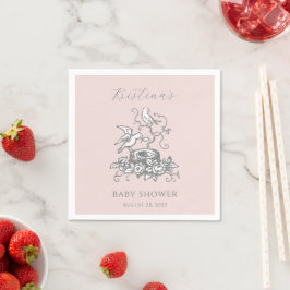 Flicka Elegant Bird Nest Baby Shower Pappersservett
