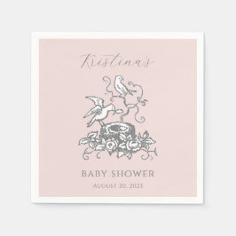 Flicka Elegant Bird Nest Baby Shower Pappersservett