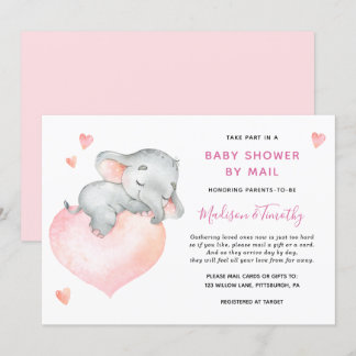 Flicka Elephant Baby Shower by Mail Inbjudningar