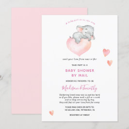 Flicka Elephant Baby Shower by Mail Inbjudningar