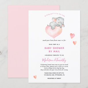 Flicka Elephant Baby Shower by Mail Inbjudningar