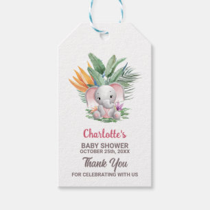 Flicka Elephant Baby Shower Tack Presentetikett