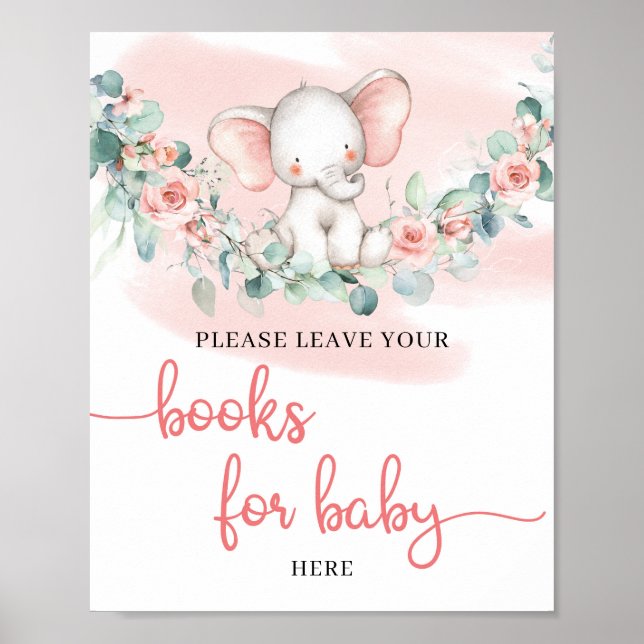 Flicka Elephant eucalyptus bokar för baby Poster (Framsidan)