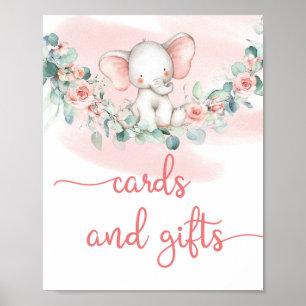Flicka Elephant eucalyptus-kort och presentkort Poster