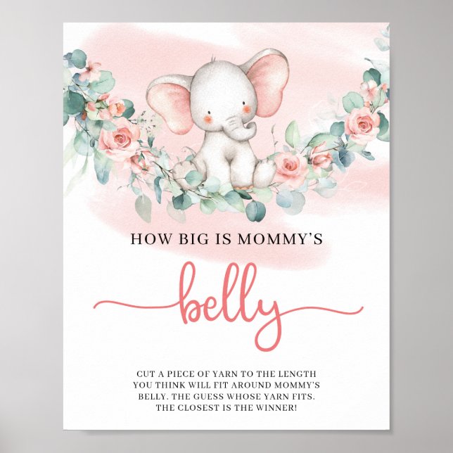 Flicka Elephant eucalyptus mommys belly-spel Poster (Framsidan)
