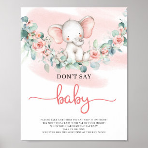 Flicka Elephant eucalyptus säger inte baby-spel Poster