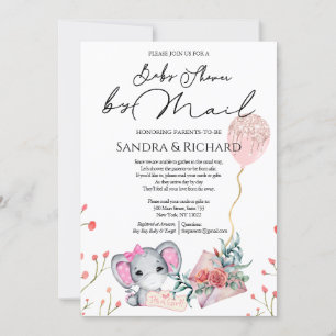 Flicka Elephant Guld Glitter Balloon Shower by Mai Inbjudningar