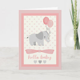 Flicka Elephant med ballonger Kort