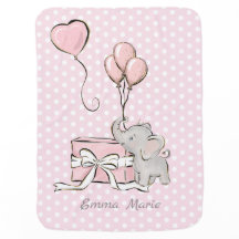 Flicka Elephant Rosa Balloons Polka dots Namn