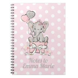 Flicka Elephant Rosa Silver Anmärkningar till Anteckningsbok