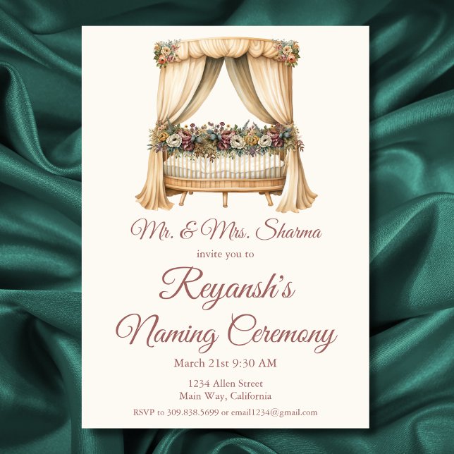 Flicka eller Boy Cradle Naming Ceremony Inbjudningar (Skapare uppladdad)