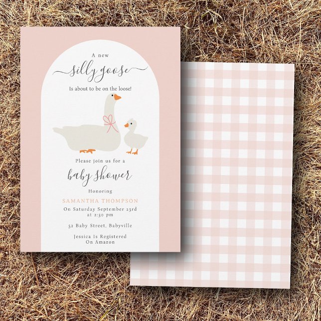 Flicka Fånig går på förlorad babyskare Inbjudningar (Baby Girl Silly Goose on the Loss Baby Shower Invitation)