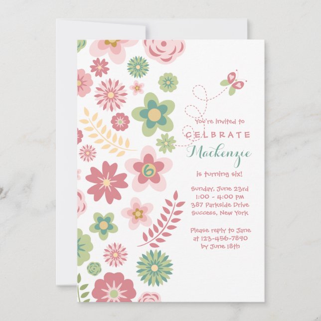 Flicka fantasiinbjudan inbjudningar (Framsida)