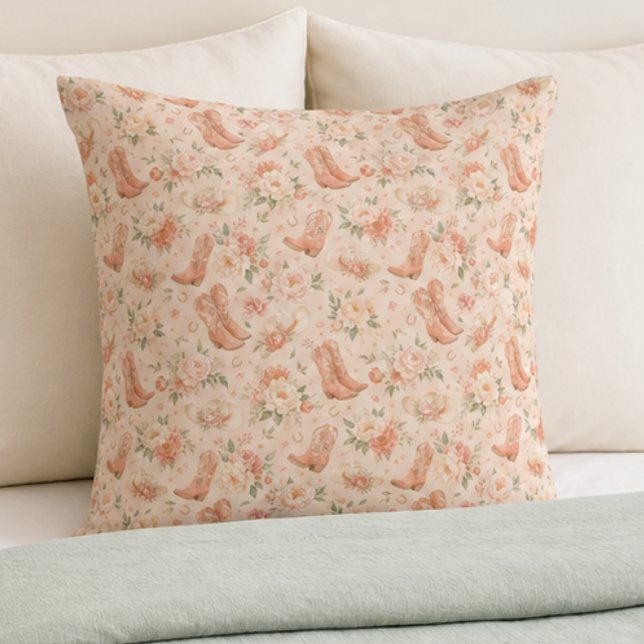 Flicka Fersken Västerländsk Coquette Shabby Chic  Kudde (Skapare uppladdad)