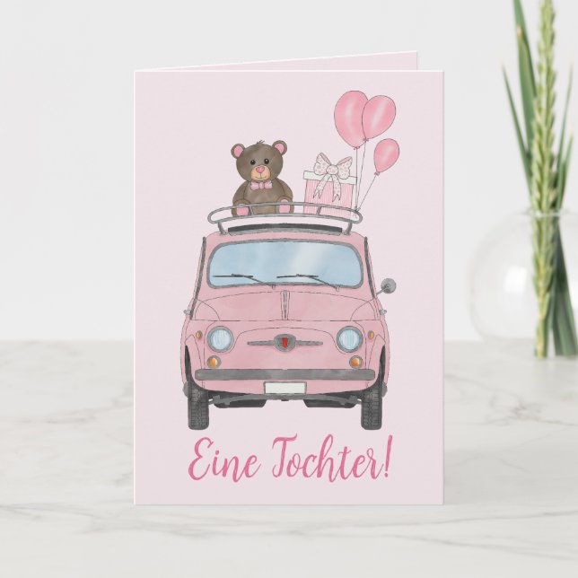 Flicka Fiat 500 tyska grattisar Kort (Framsida)