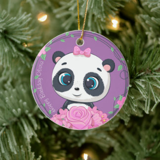 Flicka Firande. Sötblomma, lila Julgransprydnad Keramik