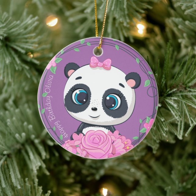 Flicka Firande. Sötblomma, lila Julgransprydnad Keramik (Träd)